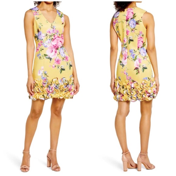 Donna Ricco Dresses & Skirts - Donna Ricco V Neck Ruffle Hem Sleeveless Dress